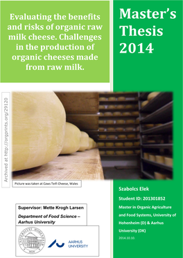 Evaluating the Benefits and Risks of Organic Raw Milk Cheese