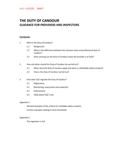 The Duty of Candour Guidance for Providers and Inspectors