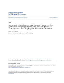 Required Modification of German Language for Employment for Singing for American Students