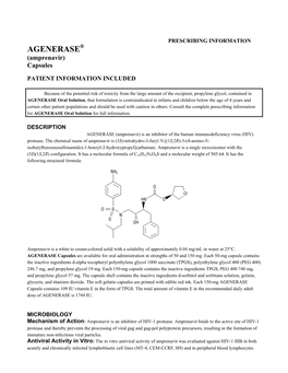 AGENERASE® (Amprenavir) Capsules