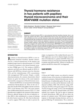 Thyroid Hormone Resistance in Two Patients with Papillary