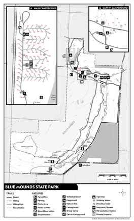 Map of Blue Mounds State Park Trails and Facilities