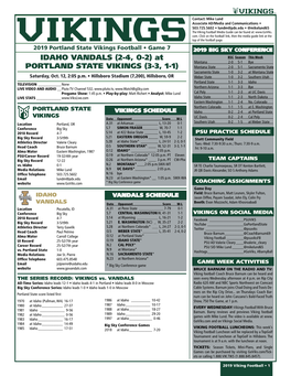 IDAHO VANDALS (2-4, 0-2) at PORTLAND STATE VIKINGS (3-3, 1-1)