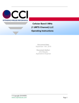 Cellular Band 5 Mhz (1 UMTS Channel) LLC Operating Instructions