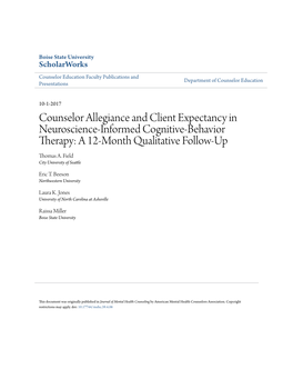 Counselor Allegiance and Client Expectancy in Neuroscience-Informed Cognitive-Behavior Therapy: a 12-Month Qualitative Follow-Up Thomas A