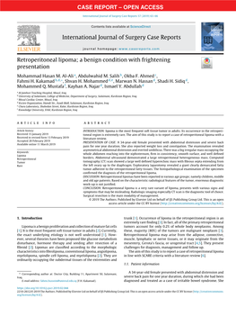 Retroperitoneal Lipoma; a Benign Condition with Frightening Presentation