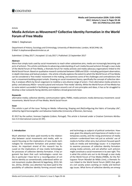 Collective Identity Formation in the World Forum of Free Media