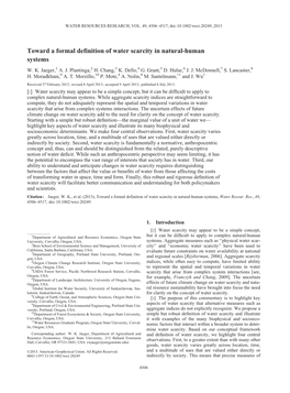 Toward a Formal Definition of Water Scarcity in Natural-Human Systems W