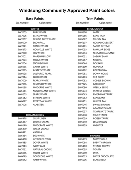 Windsong Paint Colors with Description 11-2020.Xlsx