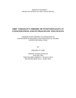 Eric Voegelin's Theory of Intentionality in Consciousness and Its Pragmatic