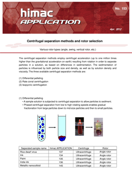 Centrifugal Separation Methods and Rotor Selection(PDF:784KB)