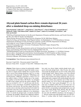 Abyssal Plain Faunal Carbon Flows Remain Depressed 26 Years After A