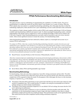 White Paper FPGA Performance Benchmarking Methodology