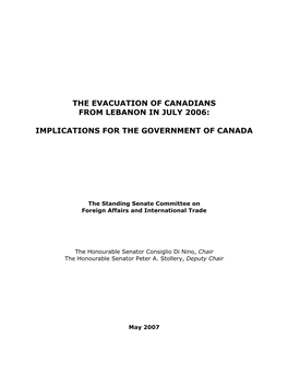 The Evacuation of Canadians from Lebanon in July 2006