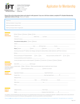 Application for Membership Phone: +1.312.782.8424 Fax: +1.312.782.8348 Info@Ift.Org