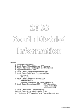 Sections 1. Officers and Committee 2. South District Affiliated Clubs and CTT Contacts 3