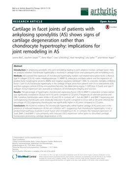 Cartilage in Facet Joints of Patients With