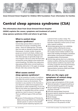 Central Sleep Apnoea Syndrome (CSA)