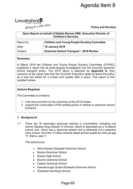 Grammar School Transport – 2018 Review Kedecision Y Decision? Reference: No Summary