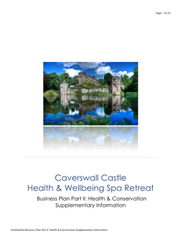 Part II: Caverswall Castle Business Plan Health & Wellbeing Spa Retreat