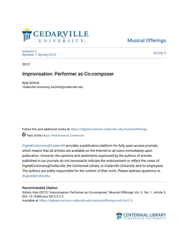 Improvisation: Performer As Co-Composer