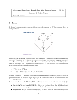 Class on Algorithmic Lower Bounds and Hardness Proofs, Lecture 11