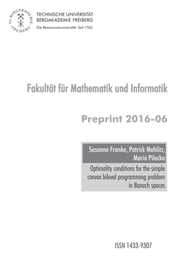 Fakultät Für Mathematik Und Informatik