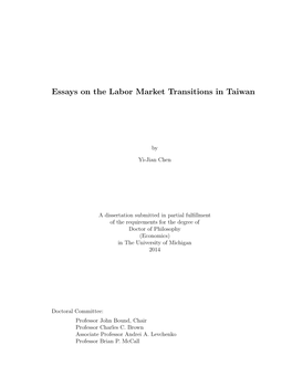 Essays on the Labor Market Transitions in Taiwan