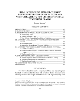 The Gap Between Investor Expectations and Auditor Liability for Chinese Financial Statement Frauds