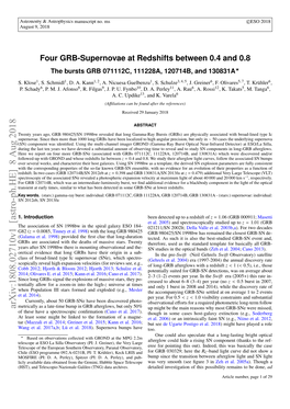 Four GRB-Supernovae at Redshifts Between 0.4 and 0.8 the Bursts GRB 071112C, 111228A, 120714B, and 130831A?