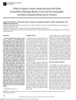 Utility of Organic Carbon Isotope Data from the Salina Group Halite (Michigan Basin): a New Tool for Stratigraphic Correlation and Paleoclimate Proxy Resource