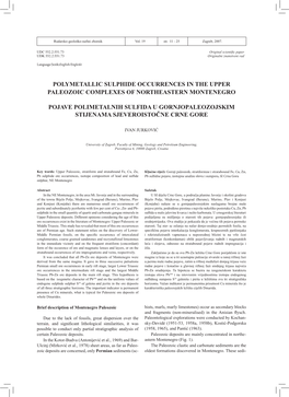 Polymetallic Sulphide Occurrences in the Upper Paleozoic Complexes of Northeastern Montenegro