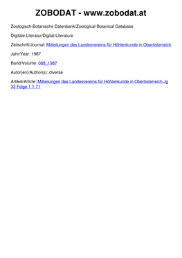 Landesverein Für Höhlenkunde in Oberösterreich, Austria; Download Unter