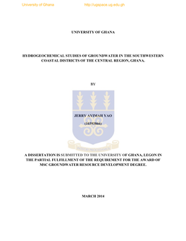 University of Ghana Hydrogeochemical Studies