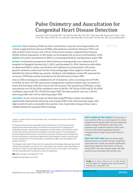 Pulse Oximetry and Auscultation for Congenital Heart Disease Detection