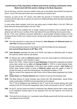A Brief History of the Importance of Bude Sand and Its Resulting Construction of the Bude Canal with This Section Relating to the Bude Aqueduct