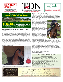 HEADLINE NEWS for Information About TDN, Call 732-747-8060