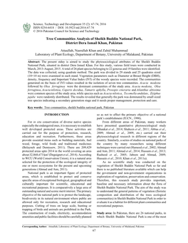 Tree Communities Analysis of Sheikh Buddin National Park, District Dera Ismail Khan, Pakistan