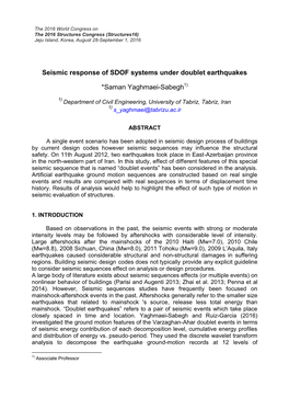 Seismic Response of SDOF Systems Under Doublet Earthquakes