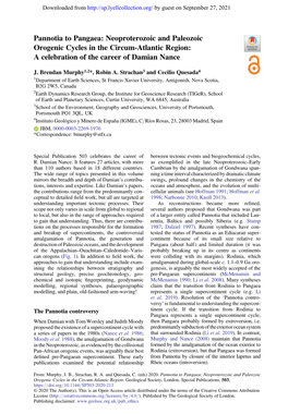 Pannotia to Pangaea: Neoproterozoic and Paleozoic Orogenic Cycles in the Circum-Atlantic Region: a Celebration of the Career of Damian Nance