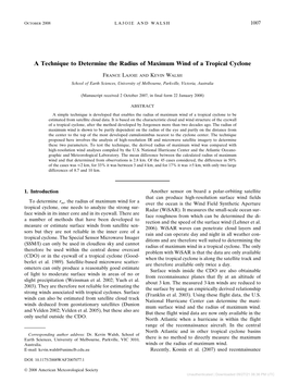 A Technique to Determine the Radius of Maximum Wind of a Tropical Cyclone