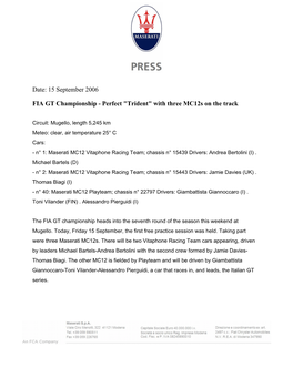 Date: 15 September 2006 FIA GT Championship