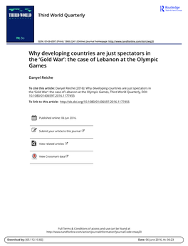 Why Developing Countries Are Just Spectators in the ‘Gold War’: the Case of Lebanon at the Olympic Games
