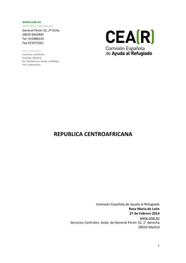 REPÚBLICA CENTROAFRICANA. 2014. Informe General