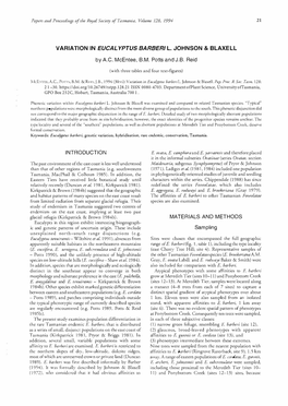 Variation in Eucalyptus Barberi L. Johnson & Blaxell
