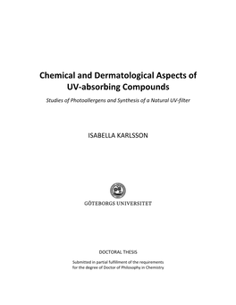 Chemical and Dermatological Aspects of UV-Absorbing Compounds