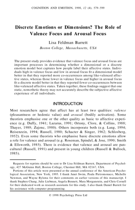 Discrete Emotions Or Dimensions? the Role of Valence Focus And