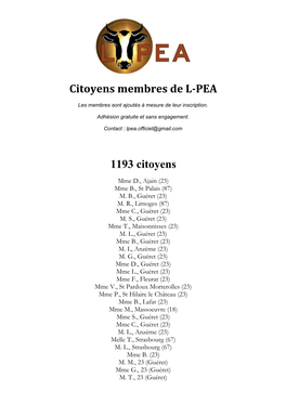 Citoyens Membres De L-PEA 1193 Citoyens