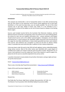 Toowoomba Railway Roll of Honour Board 1914-19