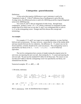 Cointegration - General Discussion